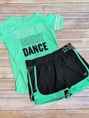 Justice Black & Mint Athletic Shorts with Mesh Trim